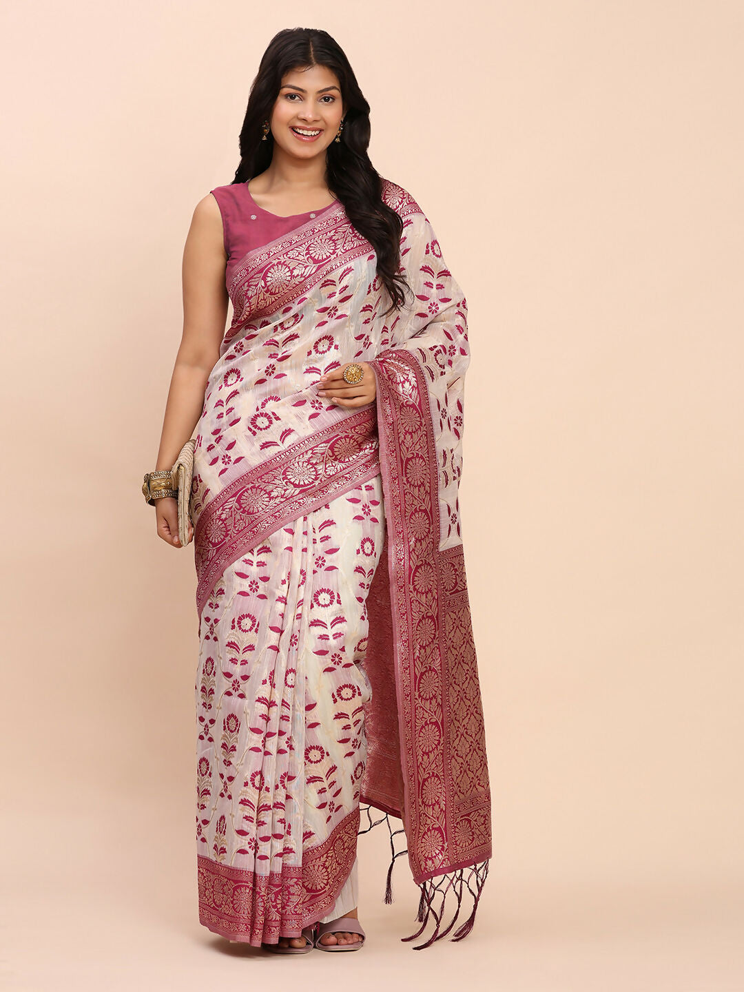 Shree Shyam Fashion Linen Cotton Purple Saree