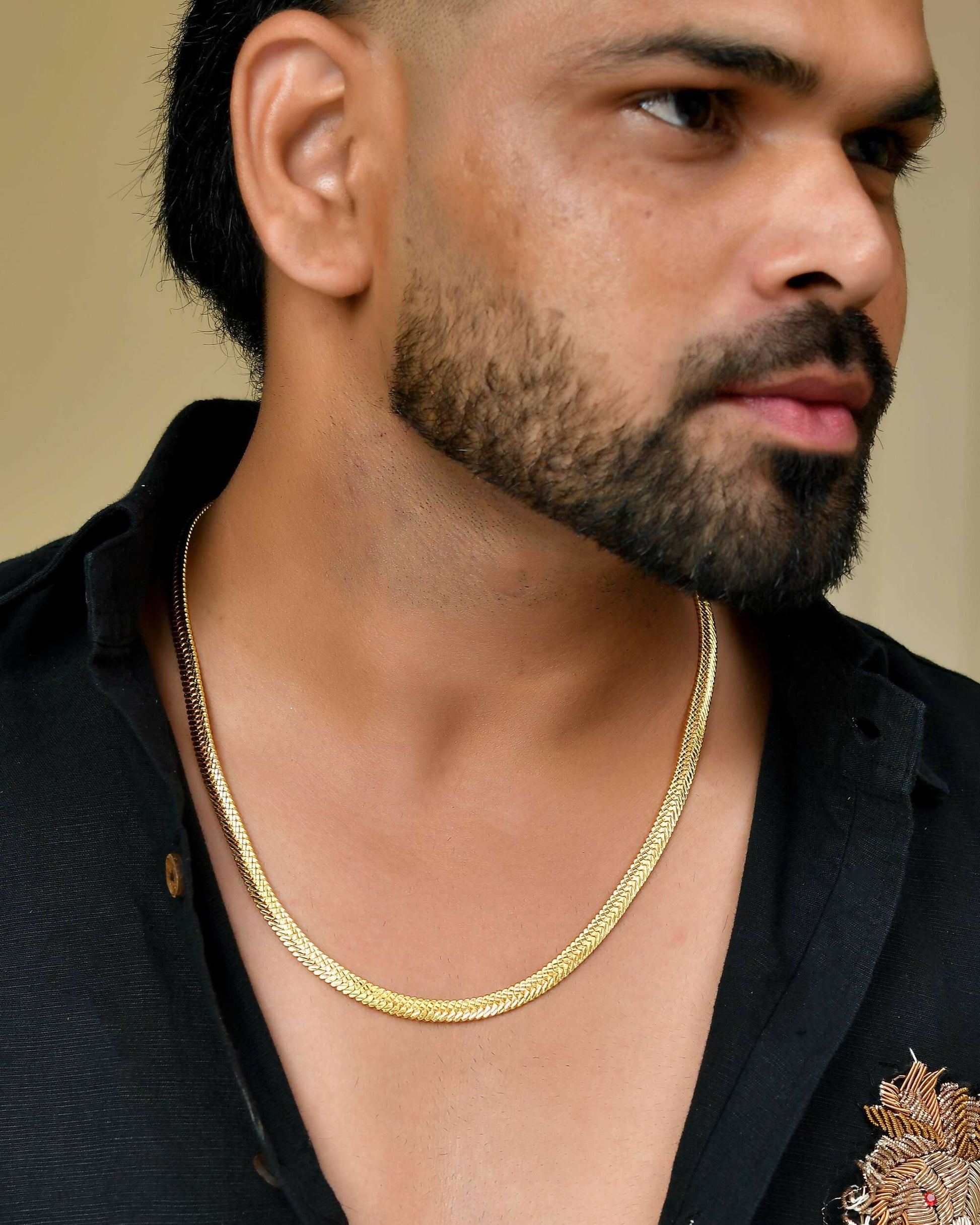 VOJ Men's Gold-Polished Self Designed Snake Chain | Swadesiicart