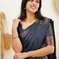 DEIANA'S Beautiful Designer Golden zari Soft Lichi Silk Saree - Navy Blue - Swadesiicart