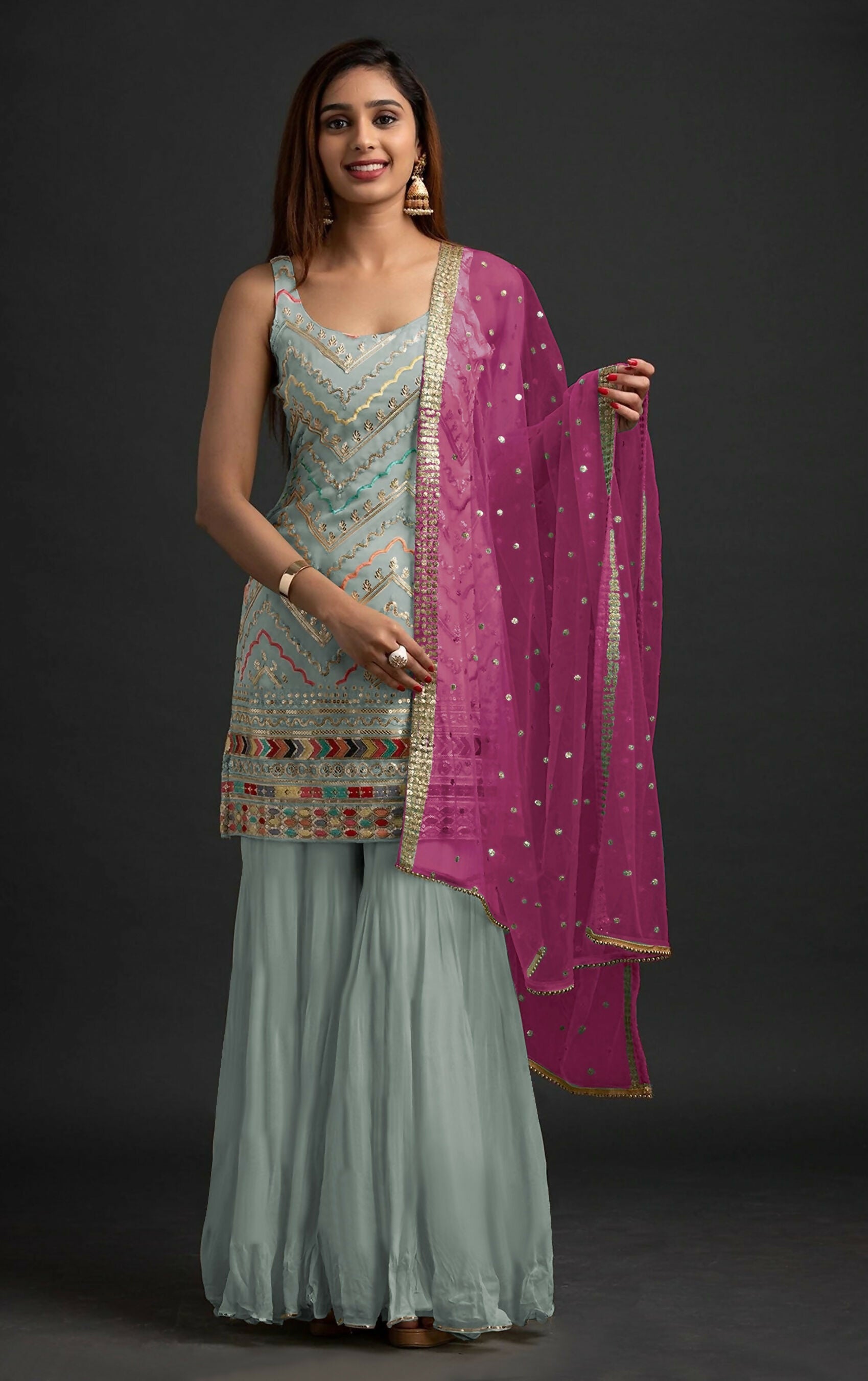 Anaita Sea Green Georgette Suit with Embroidered Thread & Sequence Work - Swadesiicart