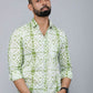 Miravan Men's Premium Green and White Slim Fit Tie Dye Cotton Shirt | Swadesiicart
