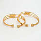 NVR Women's Set of 2 Gold-Polished CZ Stone-Studded Adjustable Bangles - Swadesiicart