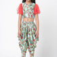 Lil Drama Golden Weaves Blue Crop Top With Dhoti Co-Ordinate Set - Swadesiicart