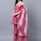Myshka Stylish Pink Sleeveless Women's Kurta Sharara with Dupatta Set | Swadesiicart