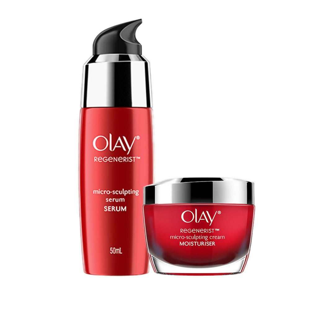 Olay Regenerist Micro-Sculpting Day Cream & Serum Combo | Anti-Aging Duo for Firmer Youthful Skin - Swadesiicart