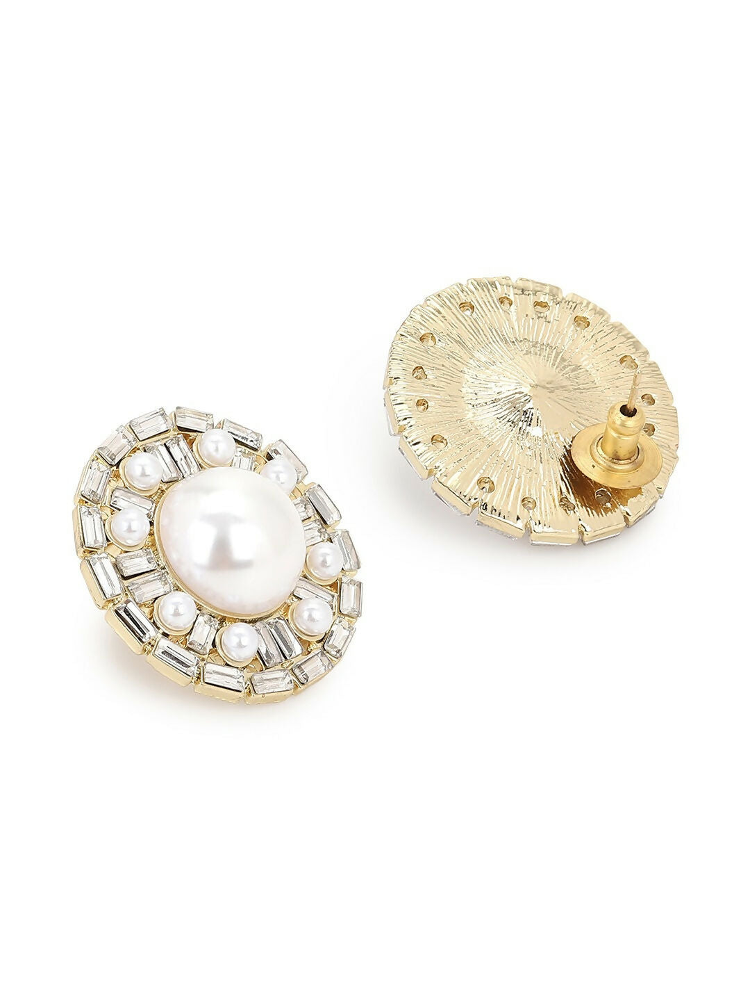 Round Pearl Earrings- Ruby Raang | Swadesiicart