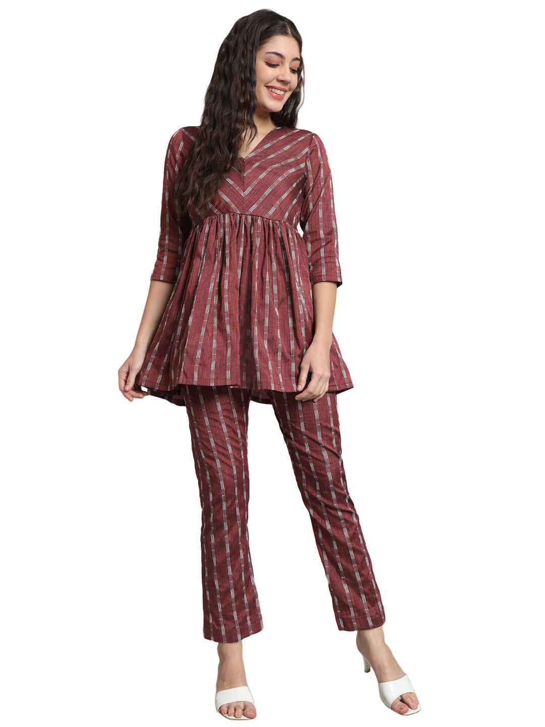 Fab Fashion Dark Purple Co-Ord set - Swadesiicart