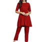 Fab Fashion Cherry Red Co-Ord set - Swadesiicart