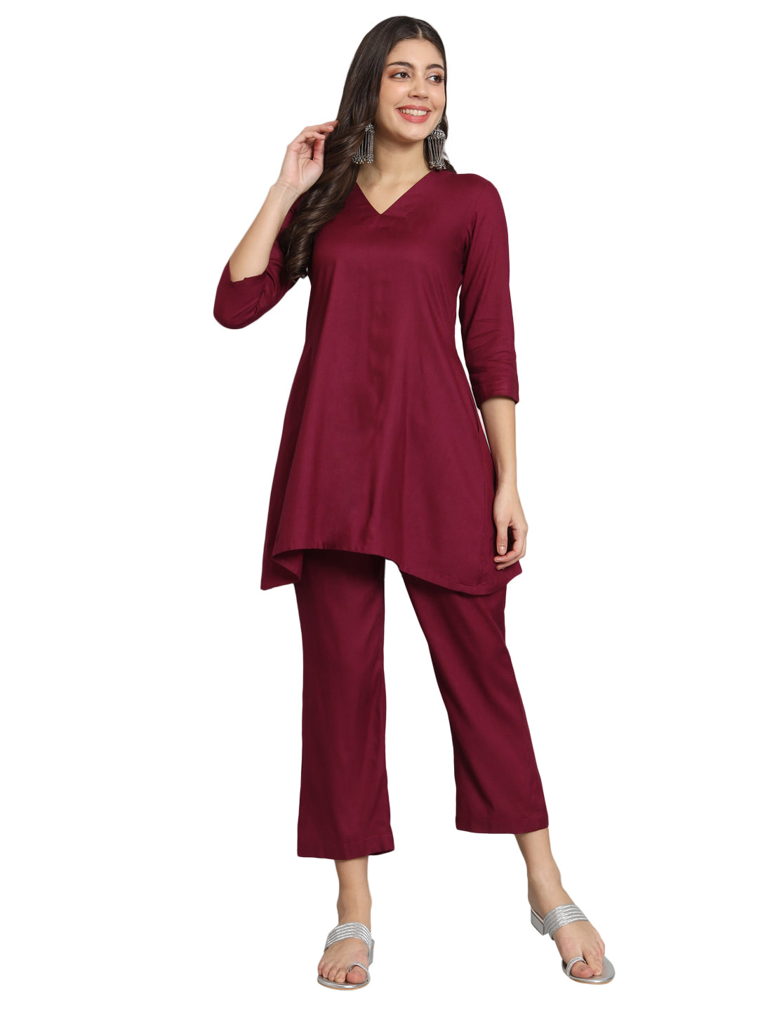 Fab Fashion Maroon Co-Ord Set - Swadesiicart