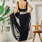Fab Fashion Black Solid Ready to Wear Saree With Blouse | Swadesiicart