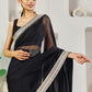 Fab Fashion Black Solid Ready to Wear Saree With Blouse | Swadesiicart