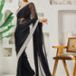 Fab Fashion Black Solid Ready to Wear Saree With Blouse | Swadesiicart