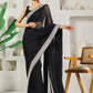 Fab Fashion Black Solid Ready to Wear Saree With Blouse | Swadesiicart