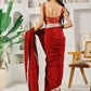 Fab Fashion Red Upara Ready to Wear Saree With Blouse | Swadesiicart