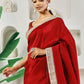 Fab Fashion Red Upara Ready to Wear Saree With Blouse | Swadesiicart