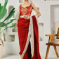 Fab Fashion Red Upara Ready to Wear Saree With Blouse | Swadesiicart