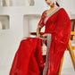 Fab Fashion Red Solid Ready to Wear Saree With Blouse | Swadesiicart