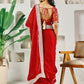 Fab Fashion Red Solid Ready to Wear Saree With Blouse | Swadesiicart
