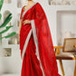 Fab Fashion Red Solid Ready to Wear Saree With Blouse | Swadesiicart