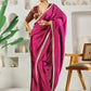Fab Fashion Dark Purple Solid Ready to Wear Saree With Blouse | Swadesiicart