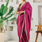 Fab Fashion Dark Purple Solid Ready to Wear Saree With Blouse | Swadesiicart