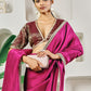 Fab Fashion Dark Purple Solid Ready to Wear Saree With Blouse | Swadesiicart