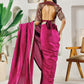 Fab Fashion Dark Purple Solid Ready to Wear Saree With Blouse | Swadesiicart