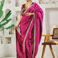 Fab Fashion Dark Purple Solid Ready to Wear Saree With Blouse | Swadesiicart