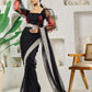Fab Fashion Black Organza Ready to Wear Saree with Blouse | Swadesiicart