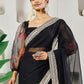 Fab Fashion Black Organza Ready to Wear Saree with Blouse | Swadesiicart
