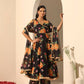Pomcha Jaipur Black Gul Narangi Angrakha Set | Swadesiicart