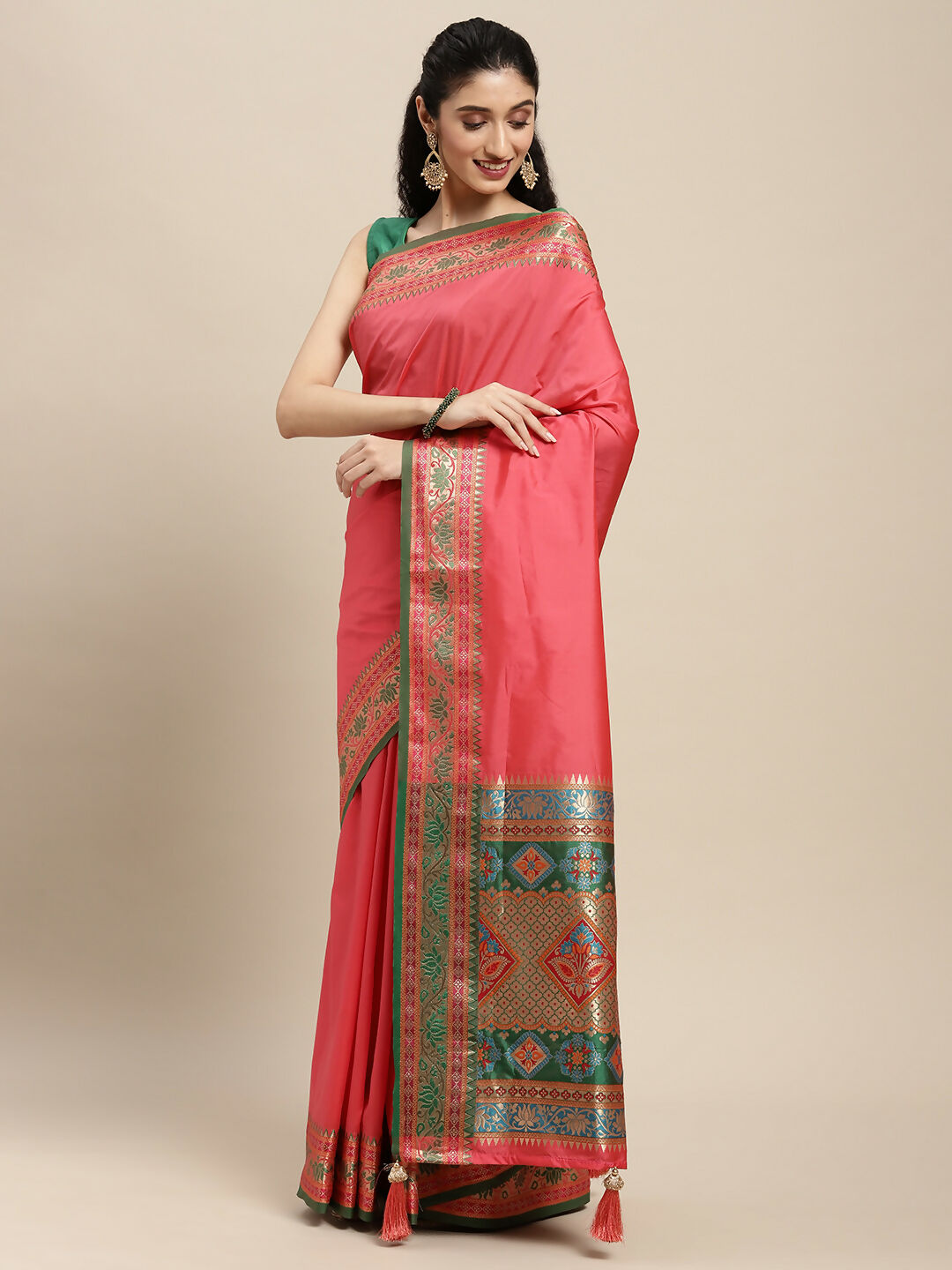 Shree Shyam Fashion Silk Blend Gajari Saree