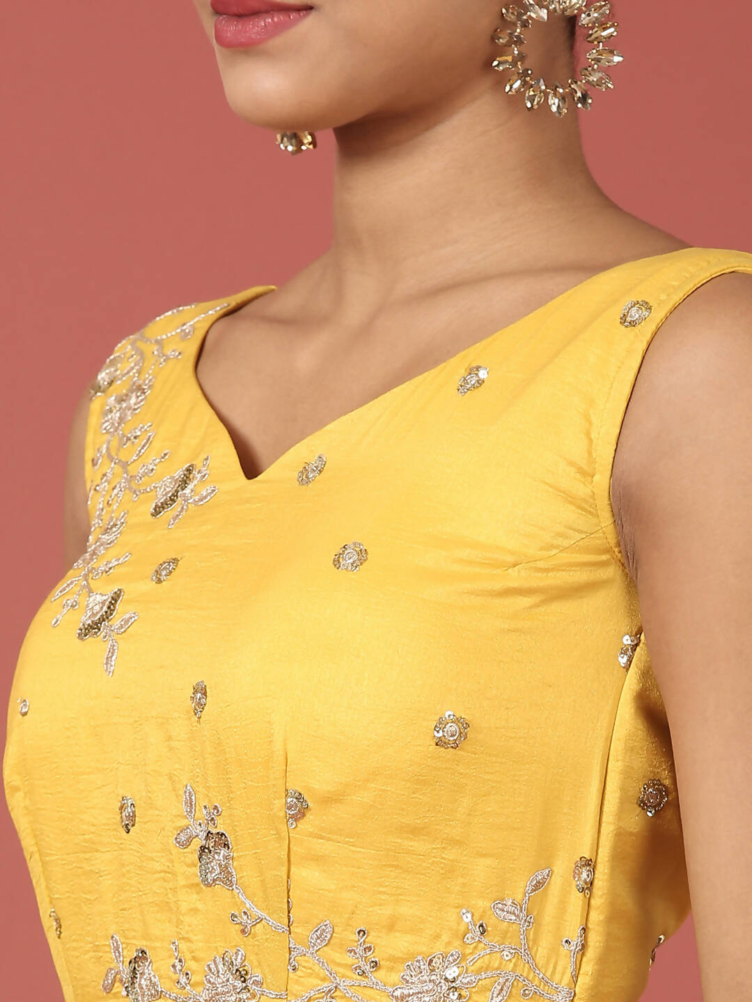 House of Panchhi Mustard Net Sequinse Work Lehenga & Blouse, Dupatta | Swadesiicart