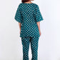 Breathables Green Polka Cotton Kaftan Co-Ord Set