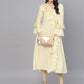 Ahalyaa Cream Crepe Angarkha Style Ruffled Kurta For Women | Swadesiicart