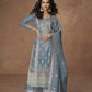 Anaita Sky-Blue Chinon Readymade Palazzo Suit with Embroidery Sequence Work