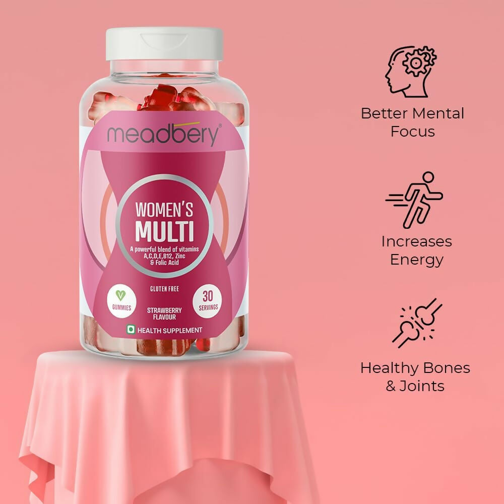 Meadbery Women's Multivitamin Gummies - Strawberry Flavour - Swadesiicart