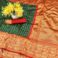 DEIANA'S Beautiful Designer Golden zari Soft Lichi Silk Saree - Green - Swadesiicart