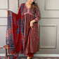 Partywear Designer Cotton Maroon Stitched Suit With Dupatta - Tanisha | Swadesiicart