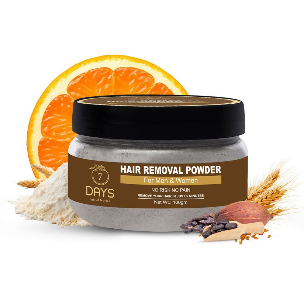 7 Days Pure Hair Removal Powder Three in one Use For Powder D-Tan Skin, Removing Hair Cream - Swadesiicart