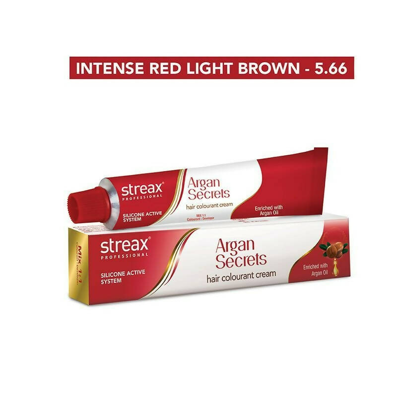 Streax Professional Argan Secrets Hair Colourant Cream - Intense Red Light Brown 5.66 - Swadesiicart