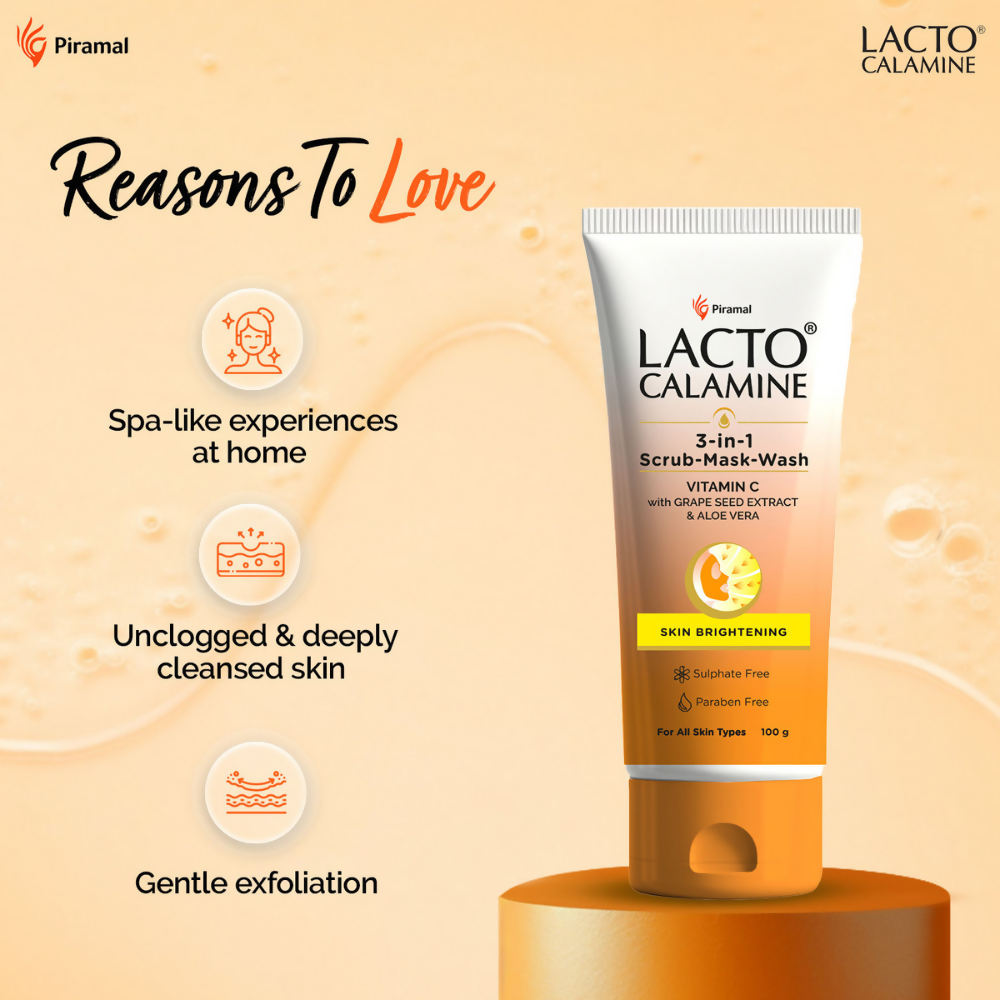 Lacto Calamine 3 - In - 1 Vitamin C Face Scrub - Mask - Wash - Swadesiicart