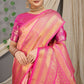 Jyoti Fashion Women's Peach Kanjivaram Silk Zari Woven Saree with Blouse | Swadesiicart