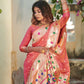 Vishnu Weaves Women's Gajri Banarasi Silk Zari Woven Paithani Saree with Unstitched Blouse - Swadesiicart