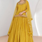 Lorenvalley Fashion Yellow Chinon Embroidery with Sequince Work Salwar Lehenga Stitched | Swadesiicart