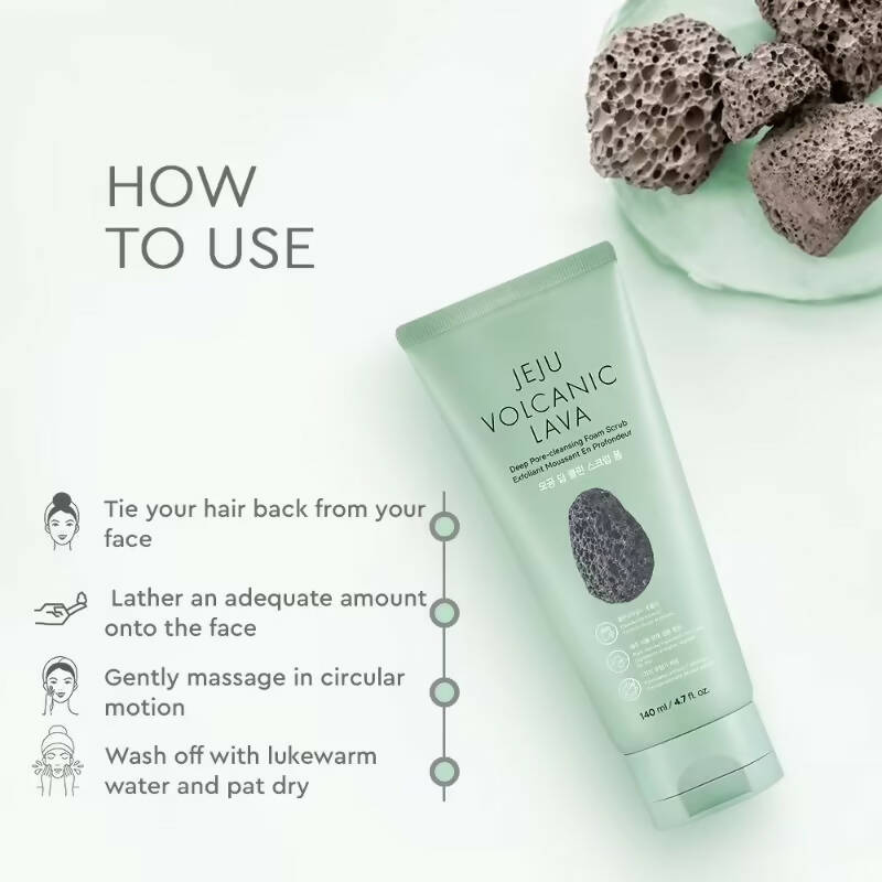 The Face Shop Jeju Volcanic Lava Scrub Foam - Korean Skincare | Swadesiicart