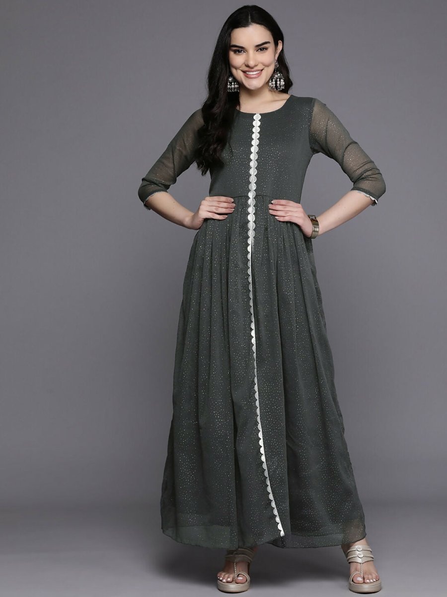 Ahalyaa Women's Traditional wear Kurta Set - Grey | Swadesiicart