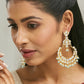 Nuyug 22K Gold-Plated Kundan Stone Studded & Pearl Beaded Chandbalis | Swadesiicart