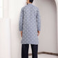 Blue Viscose Woven Jacquard Work Men's Kurta - Mahotsav