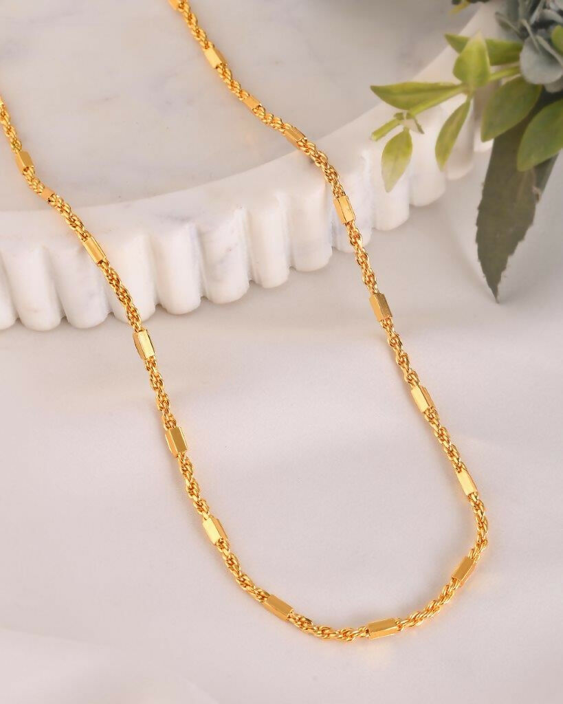 VOJ Women Gold-Polished Pipe Chain | Swadesiicart